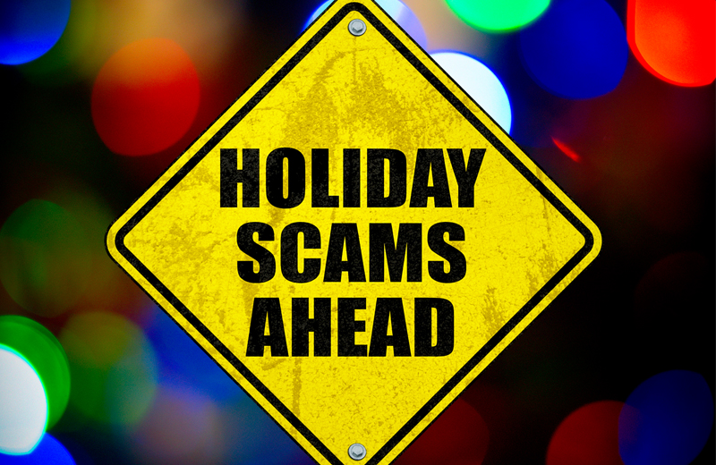 Holiday Scams Ahead Sign