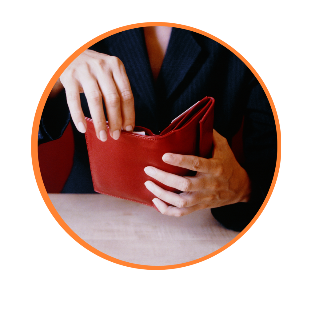 close up of businesswoman's hand taking out money from a wallet